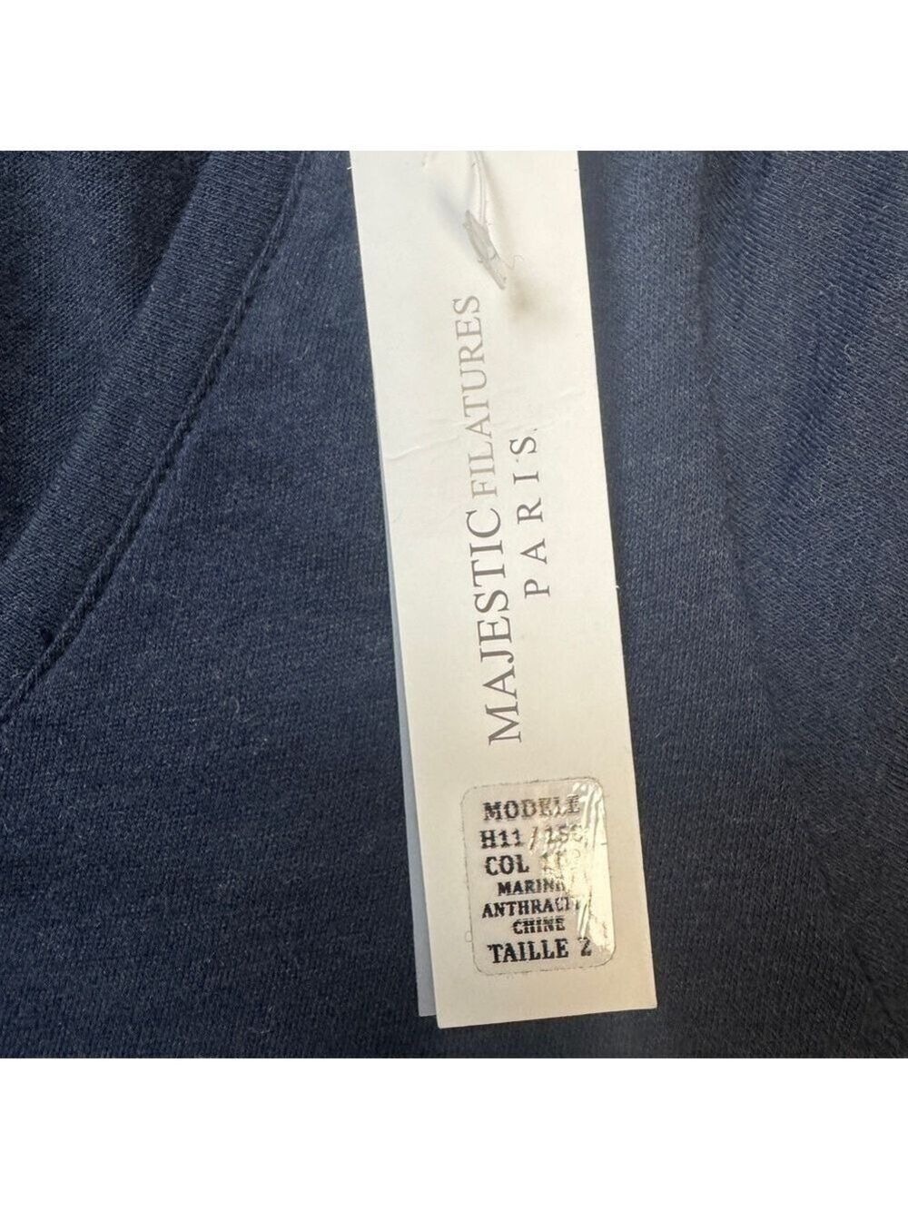 Majestic Filatures Women's Cashmere Cotton Long Sleeve Tee Navy Blue Casual 2/S - Picture 6 of 10